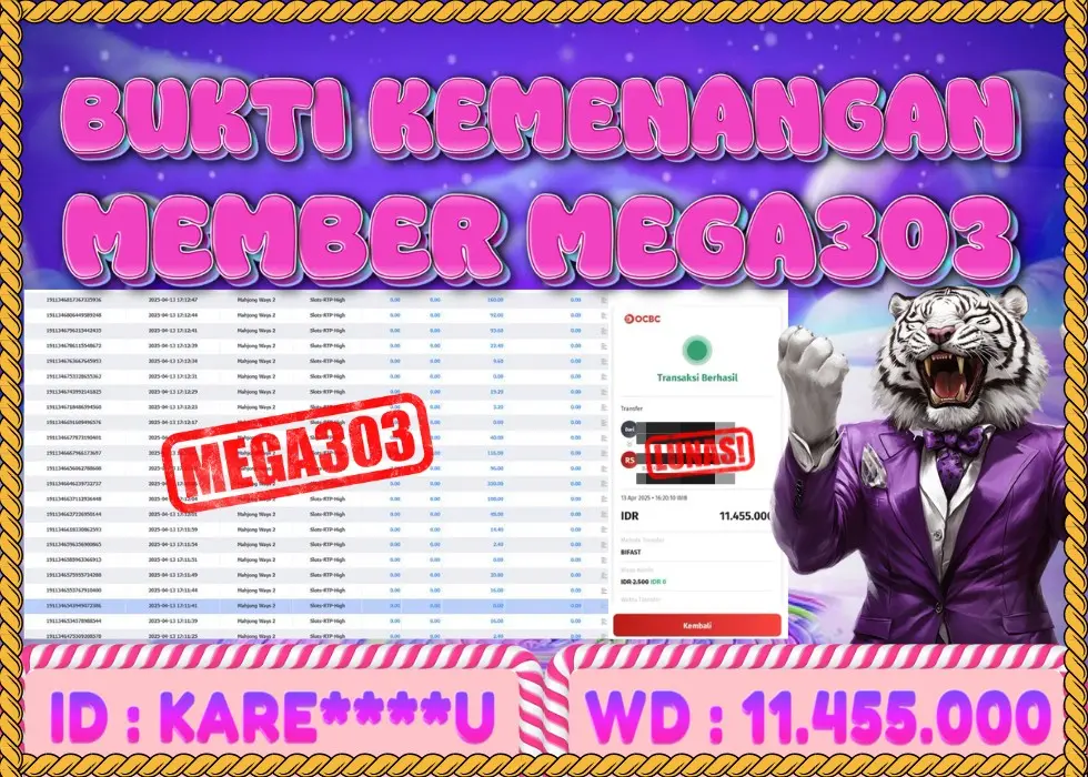 MEGA303 JACKPOT Rp 11.455.000 - LUNAS!!!