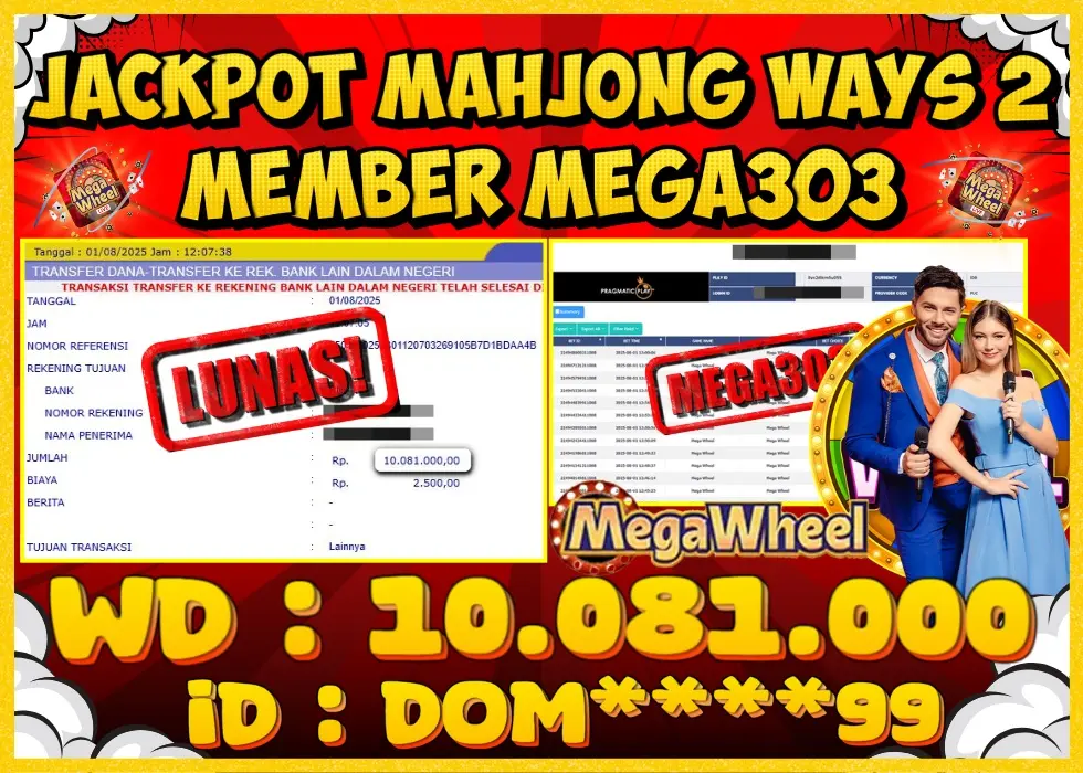 MEGA303 JACKPOT Rp 10.081.000 - LUNAS!!!
