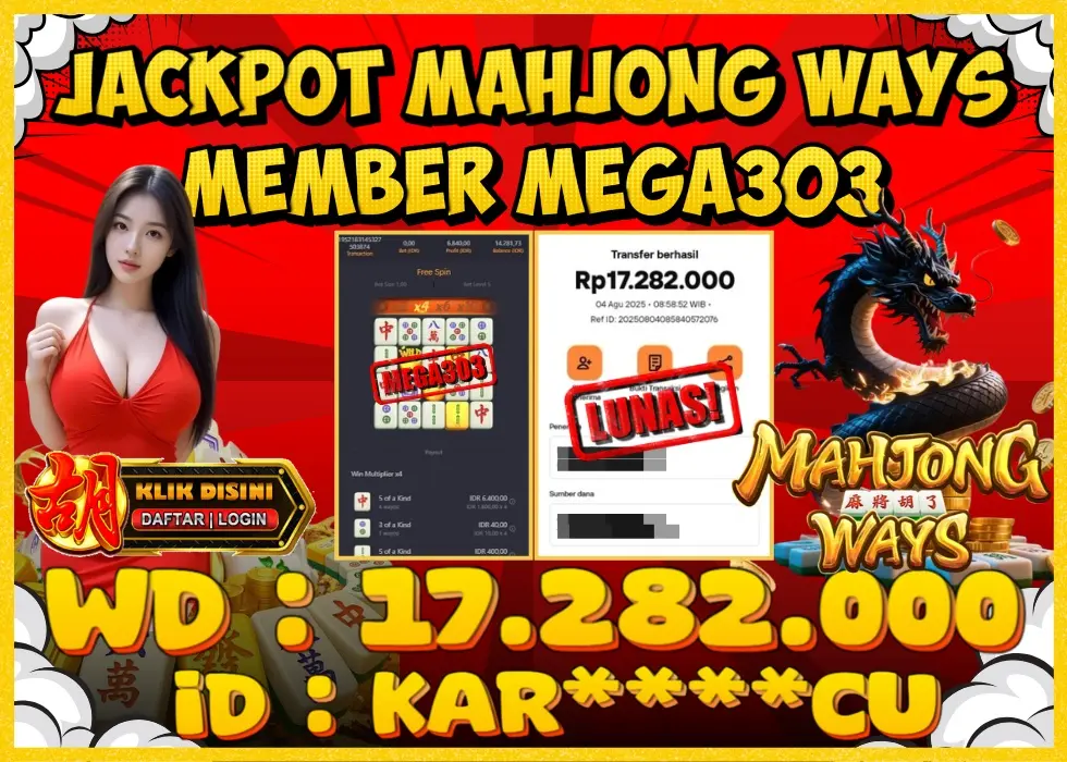 MEGA303 JACKPOT Rp 17.282.000 - LUNAS!!!