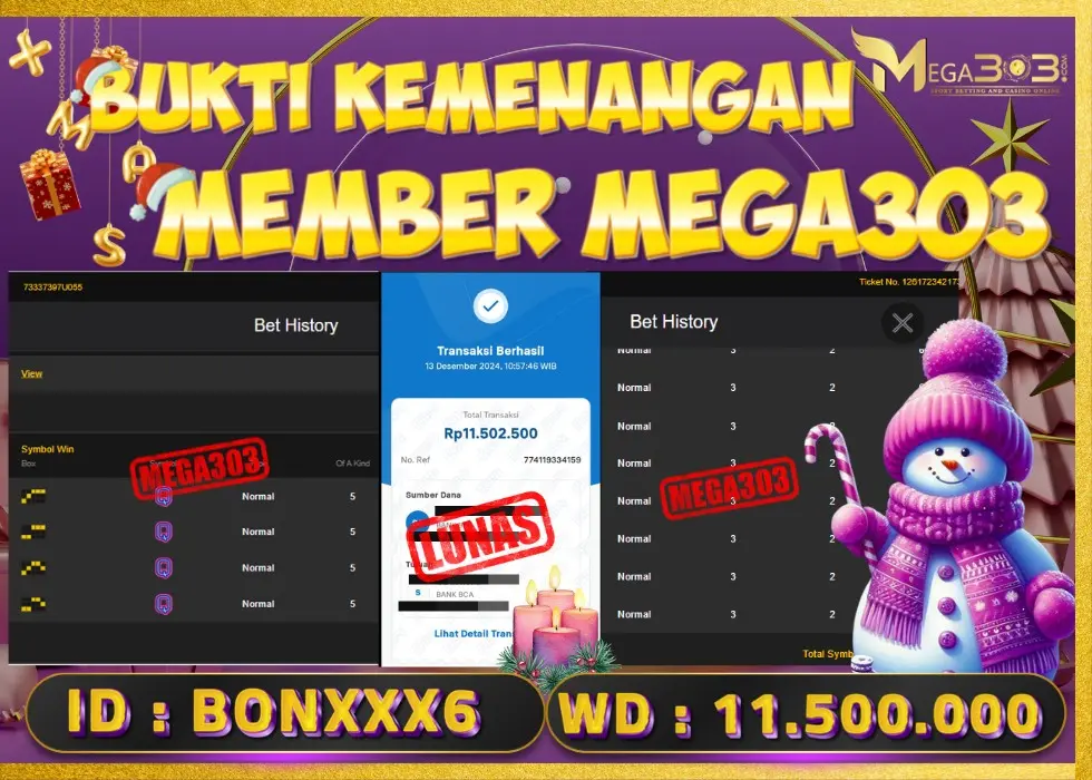 MEGA303 JACKPOT Rp 11.500.000 - LUNAS!!!