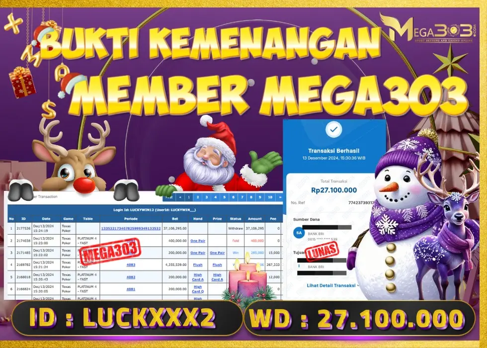 MEGA303 JACKPOT Rp 27.100.000 - LUNAS!!!