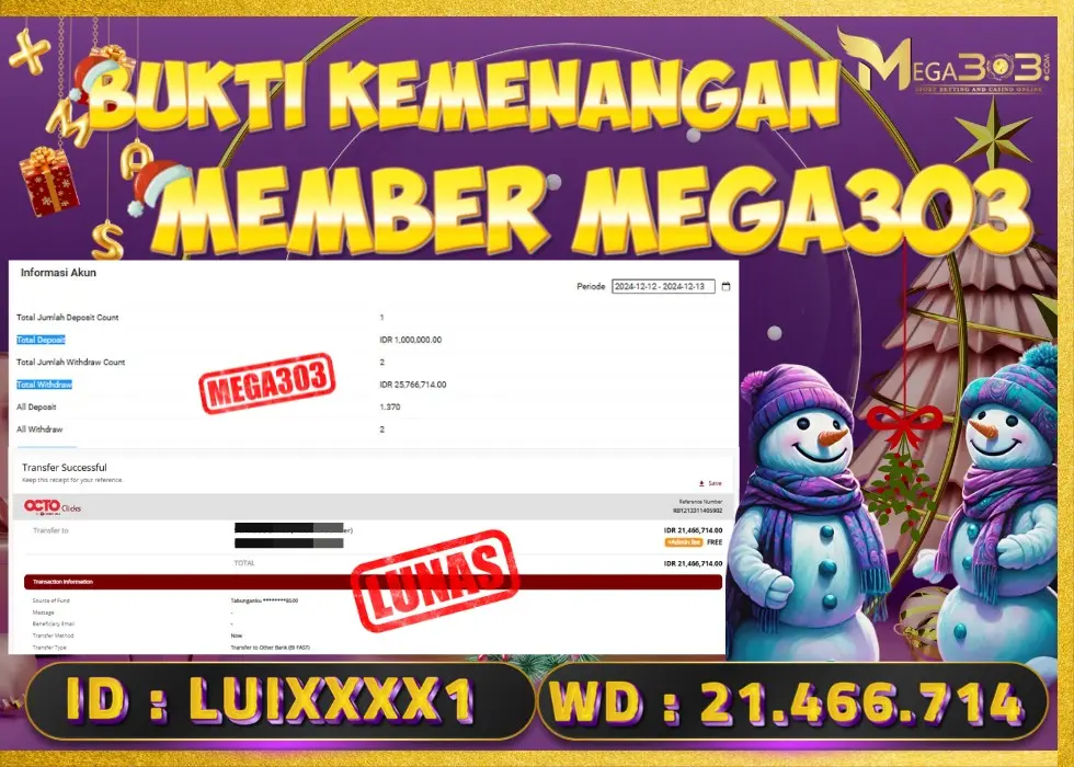 MEGA303 JACKPOT Rp 21.466.000 - LUNAS!!!