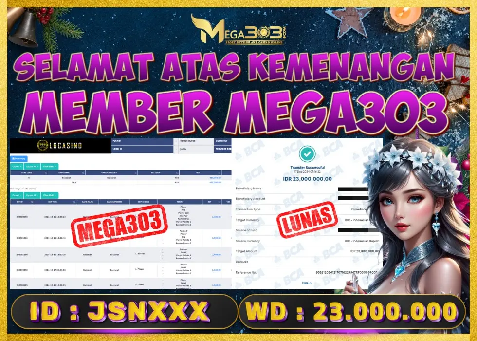 MEGA303 JACKPOT Rp 23.000.000 - LUNAS!!!