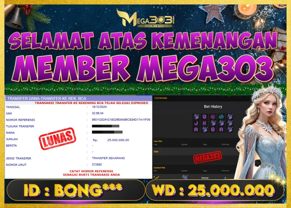 MEGA303 JACKPOT Rp 25.000.000 - LUNAS!!!