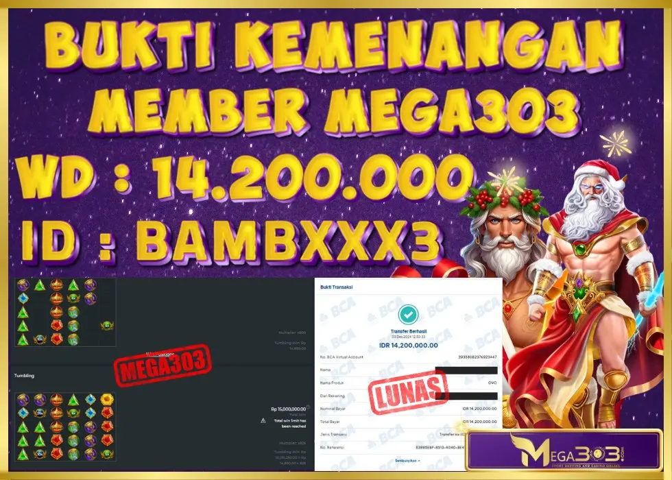 MEGA303 JACKPOT Rp 14.200.000 - LUNAS!!!