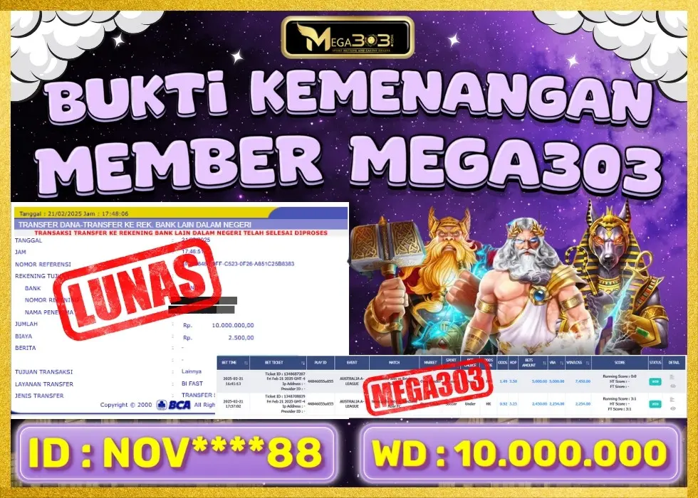 MEGA303 JACKPOT Rp 10.000.000 - LUNAS!!!