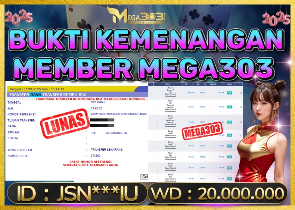 MEGA303 JACKPOT Rp 20.000.000 - LUNAS!!!