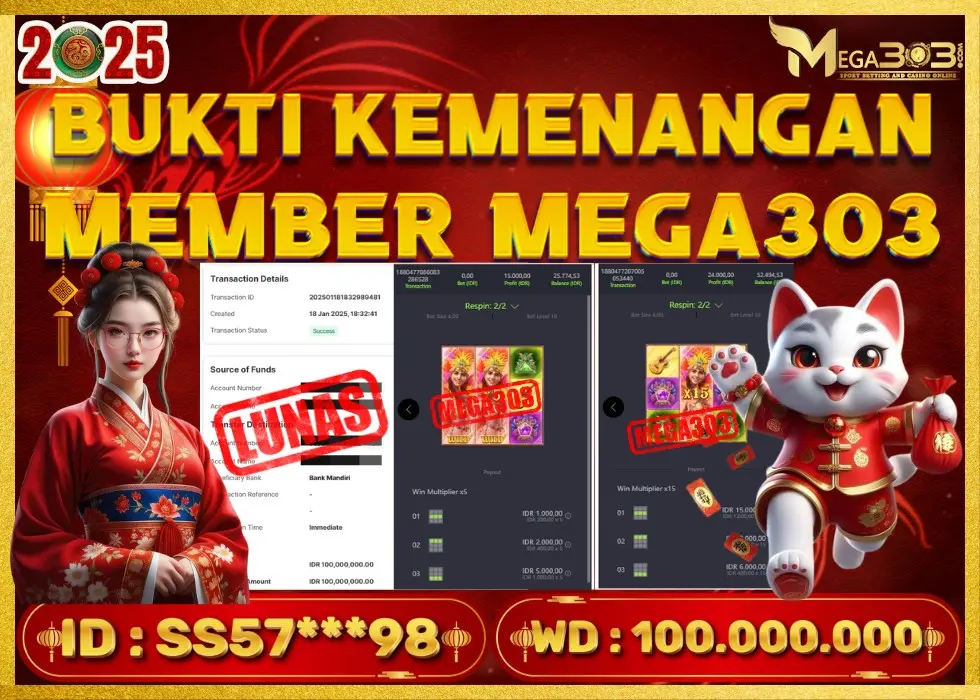 MEGA303 JACKPOT Rp 100.000.000 - LUNAS!!!