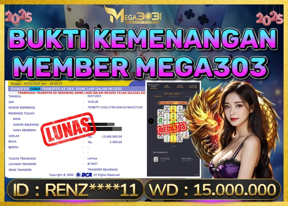 MEGA303 JACKPOT Rp 15.000.000 - LUNAS!!!