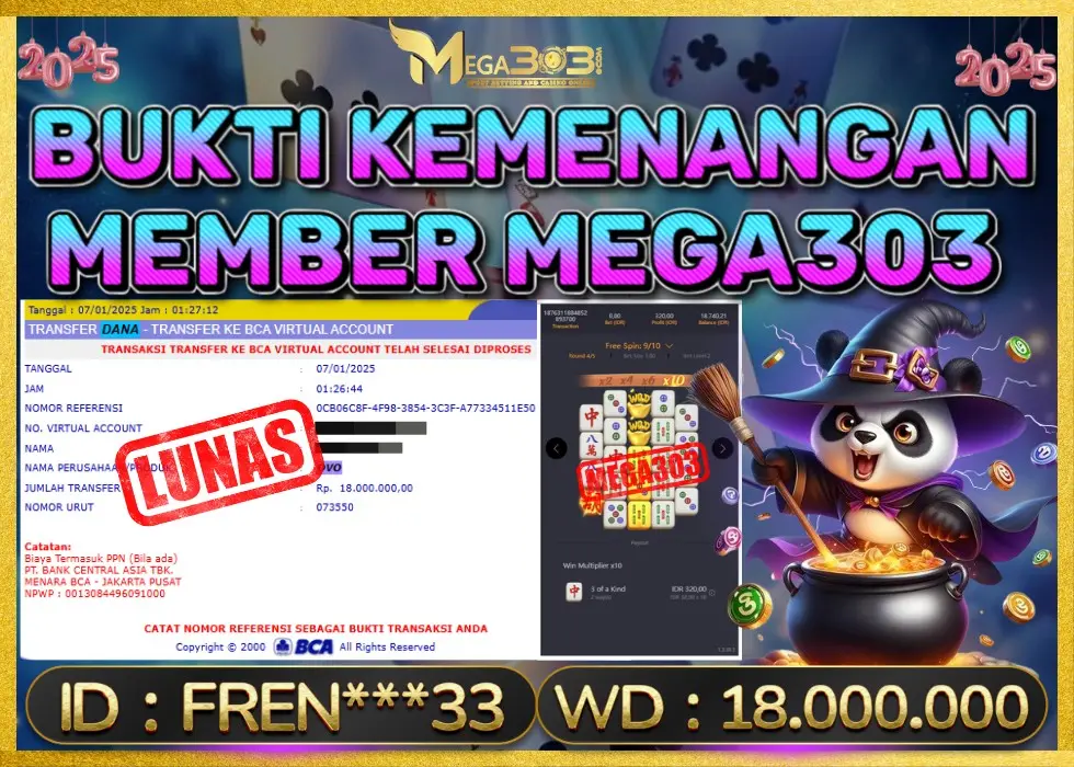 MEGA303 JACKPOT Rp 18.000.000 - LUNAS!!!