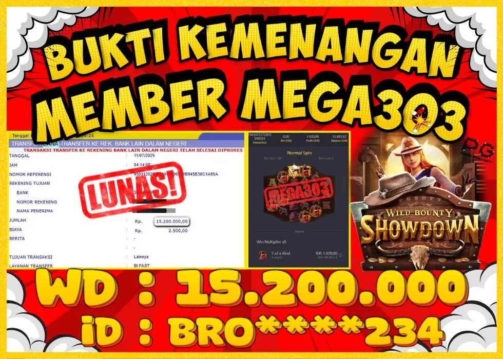 MEGA303 JACKPOT Rp 15.200.000 - LUNAS!!!