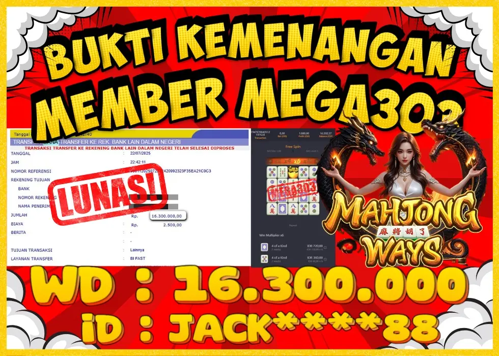 MEGA303 JACKPOT Rp 16.300.000 - LUNAS!!!