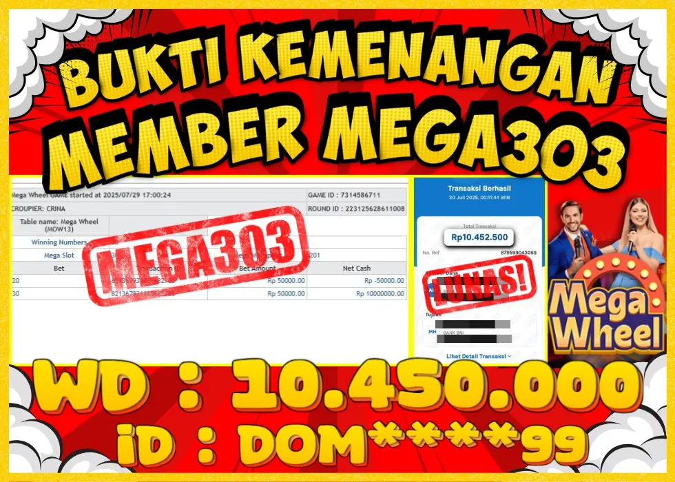 MEGA303 JACKPOT Rp 10.450.000 - LUNAS!!!