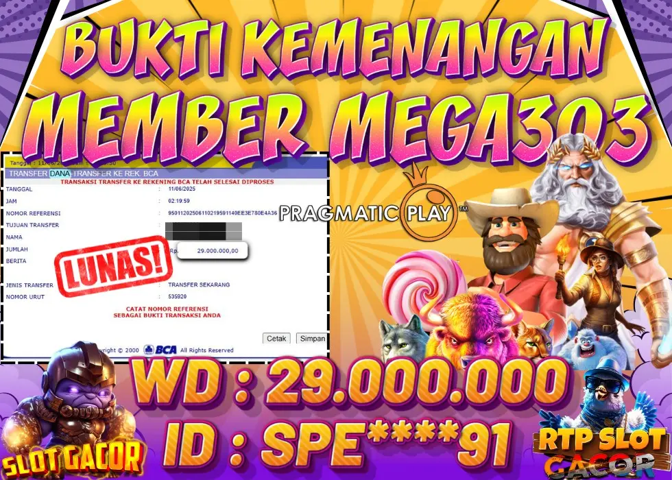 MEGA303 JACKPOT Rp 29.000.000 - LUNAS!!!