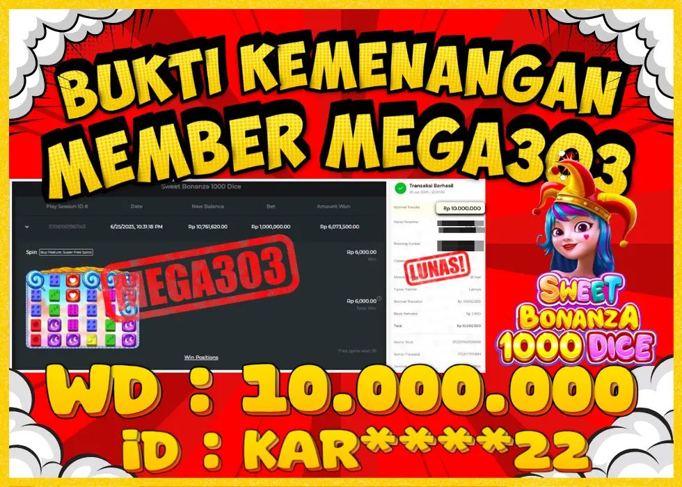 MEGA303 JACKPOT Rp 10.000.000 - LUNAS!!!