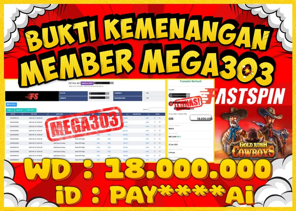 MEGA303 JACKPOT Rp 18.000.000 - LUNAS!!!