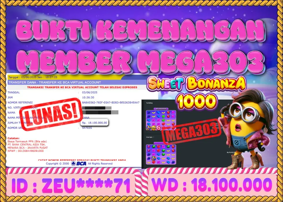 MEGA303 JACKPOT Rp 18.100.000 - LUNAS!!!