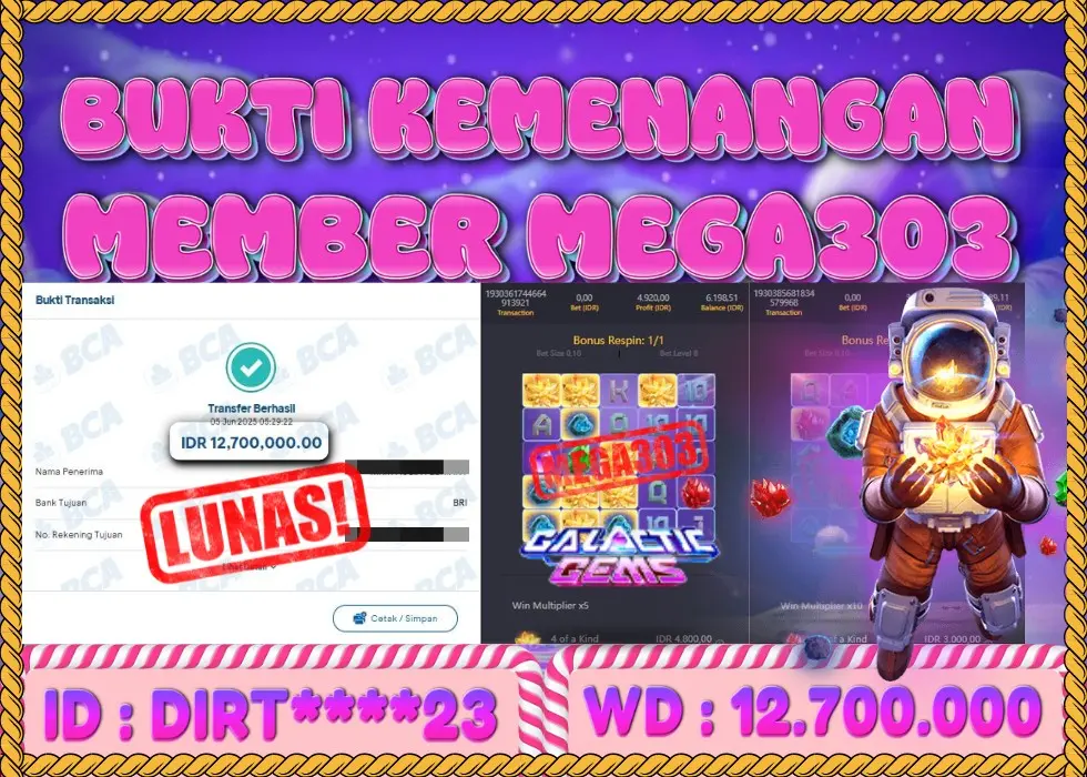 MEGA303 JACKPOT Rp 12.700.000 - LUNAS!!!