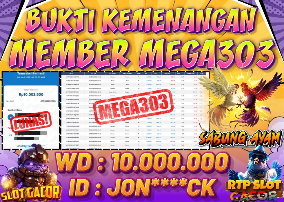 MEGA303 JACKPOT Rp 10.000.000 - LUNAS!!!