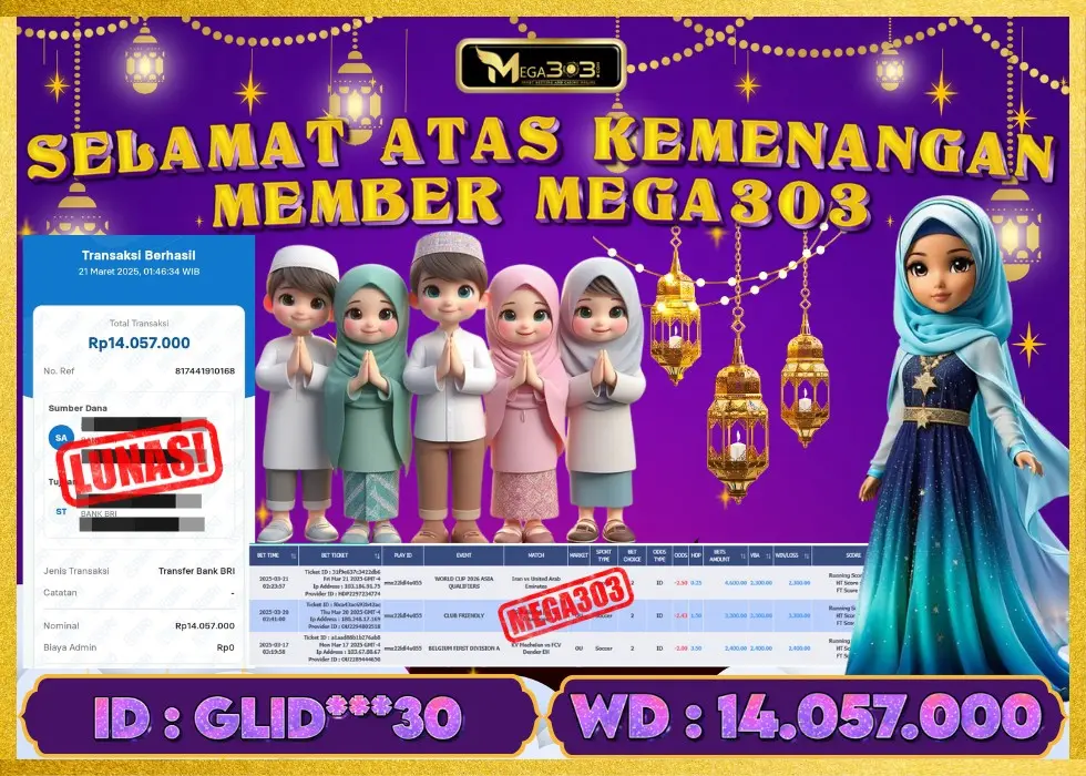 MEGA303 JACKPOT Rp 14.057.000 - LUNAS!!!