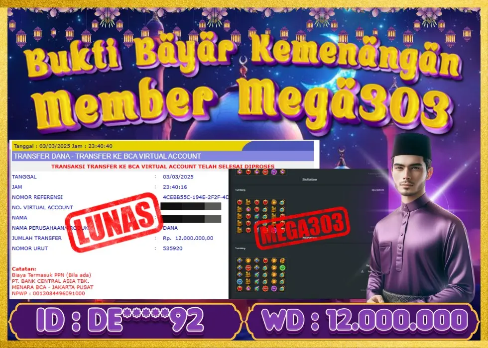 MEGA303 JACKPOT Rp 12.000.000 - LUNAS!!!
