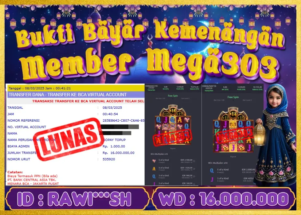 MEGA303 JACKPOT Rp 16.000.000 - LUNAS!!!