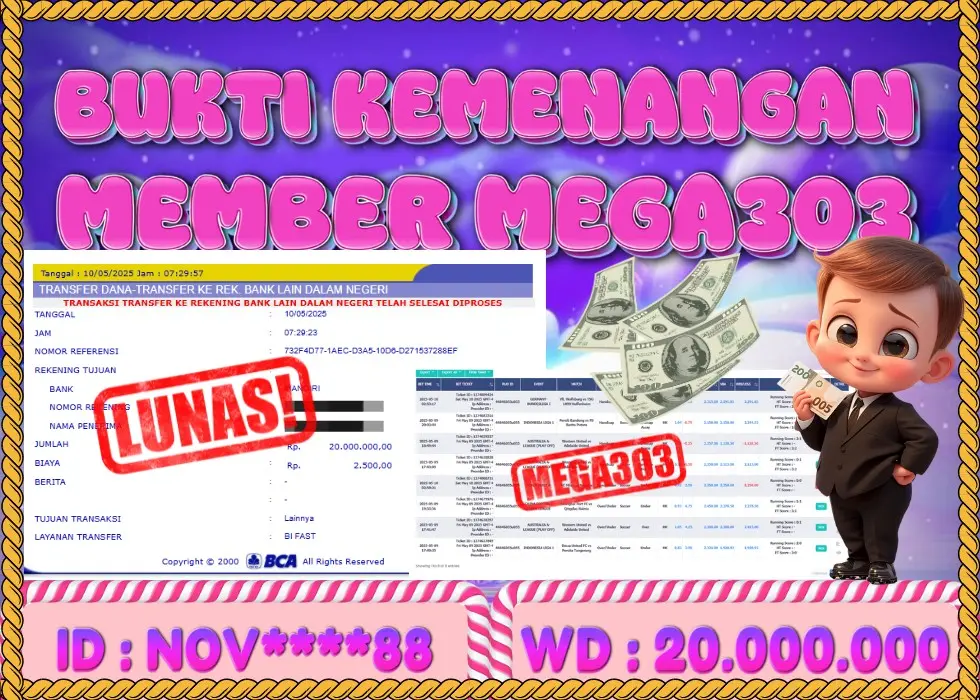 MEGA303 JACKPOT Rp 20.000.000 - LUNAS!!!