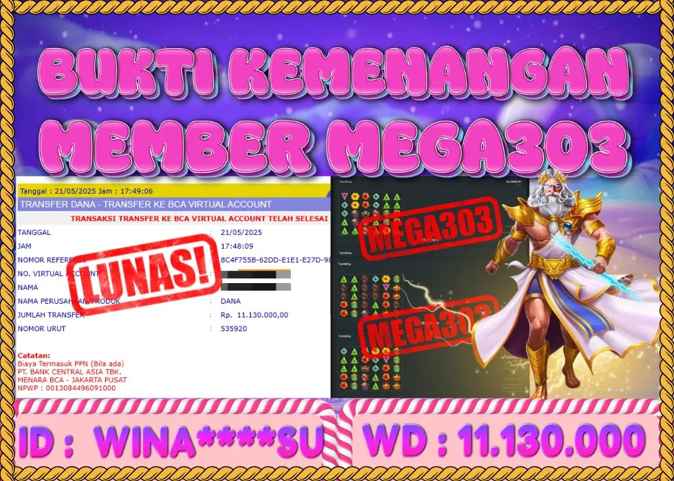 MEGA303 JACKPOT Rp 11.130.000 - LUNAS!!!