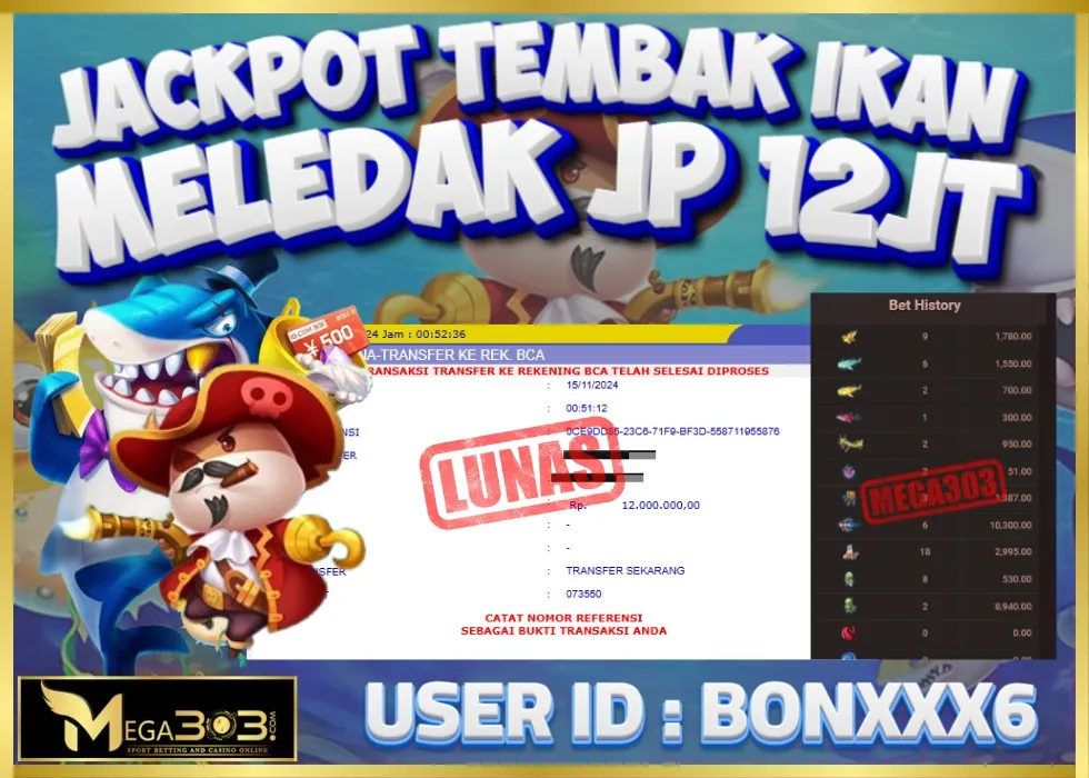 MEGA303 JACKPOT Rp 12.000.000 - LUNAS!!!