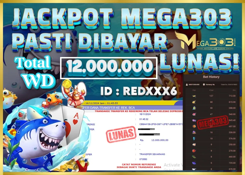MEGA303 JACKPOT Rp 12.000.000 - LUNAS!!!