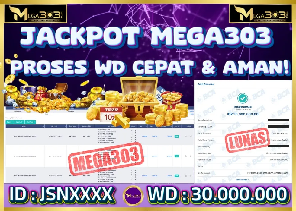 MEGA303 JACKPOT Rp 30.000.000 - LUNAS!!!