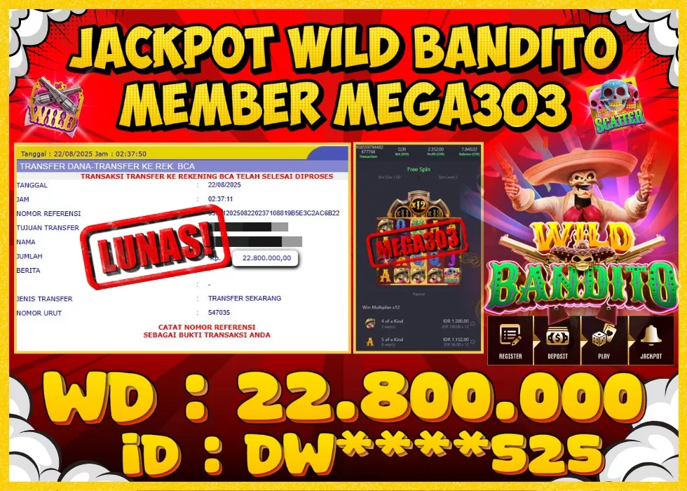 MEGA303 JACKPOT Rp 22.800.000 - LUNAS!!!